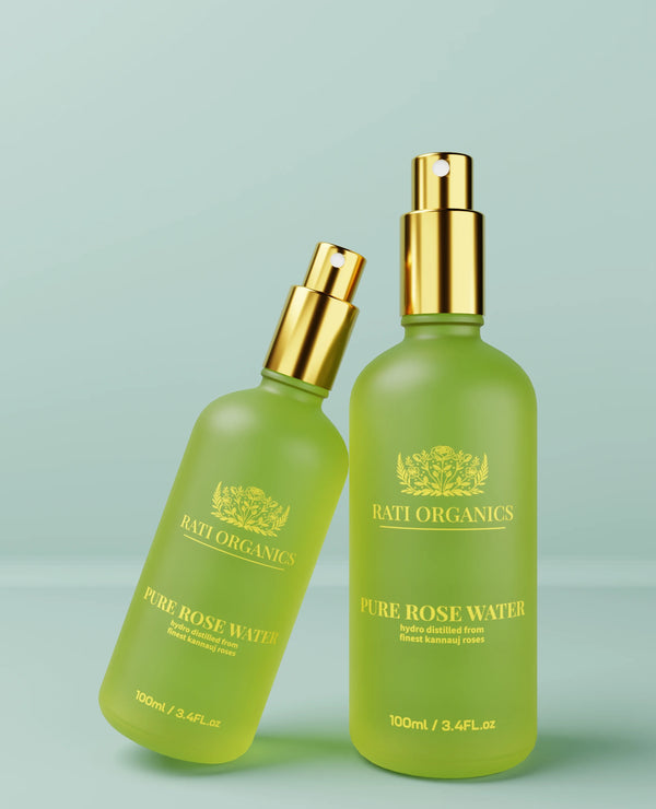 Combo of Rati Organics प्राकृतिक गुलाब जल | Natural Rose Water | 100mL x 2