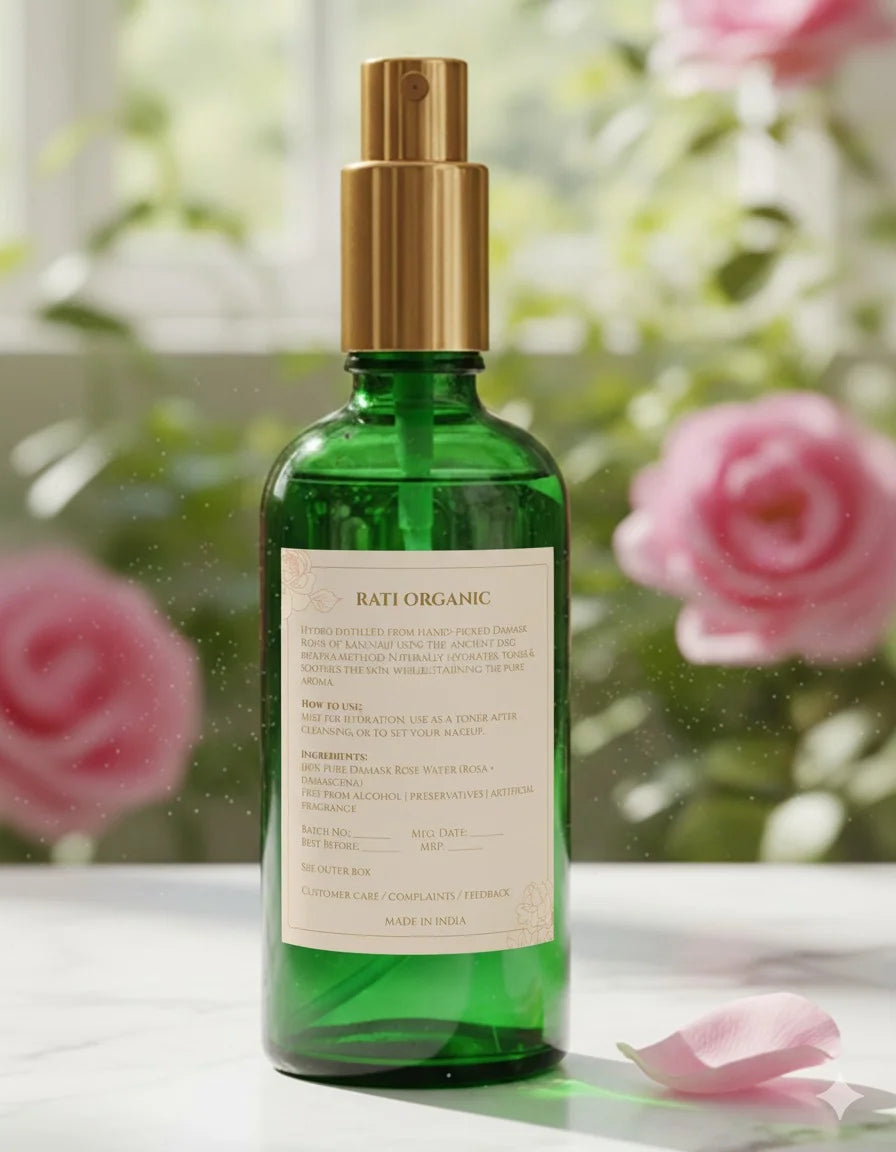 Rati Organics प्राकृतिक गुलाब जल | Natural Rose Water | 100mL