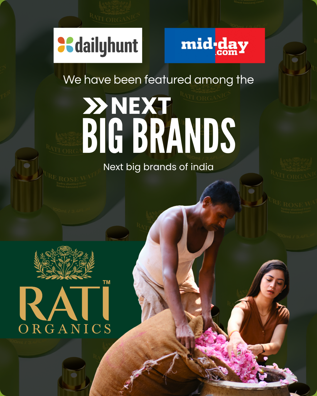 Rati Organics प्राकृतिक गुलाब जल | Natural Rose Water | 100mL