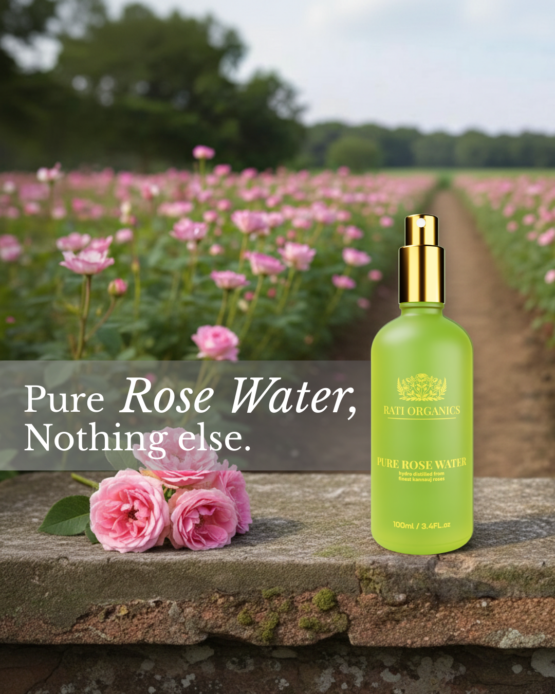 Rati Organics प्राकृतिक गुलाब जल | Natural Rose Water | 100mL